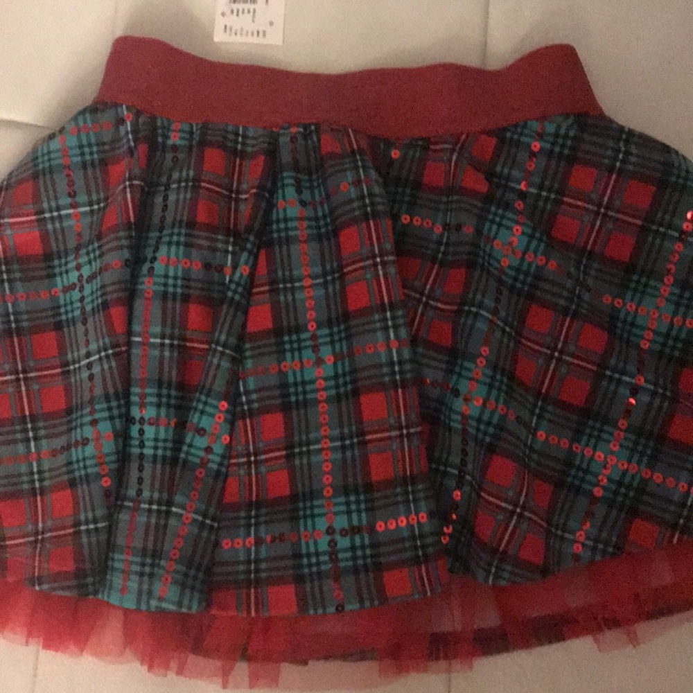 Plaid red and green tulle skirt
